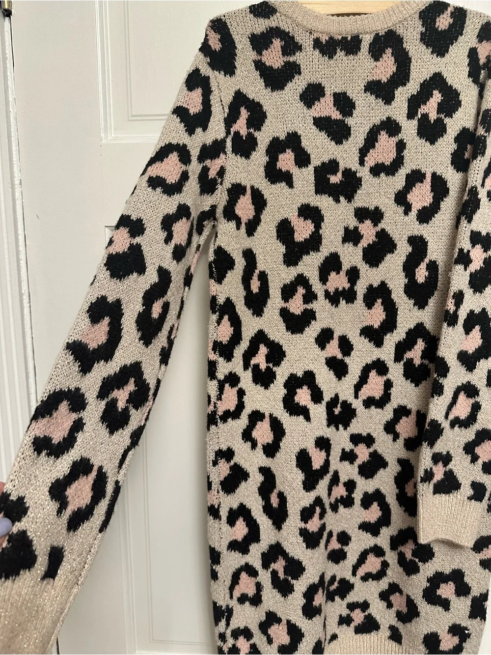 The Children's Place Cream Leopard Print Long Sleeve Dress 10/12 smoke free home